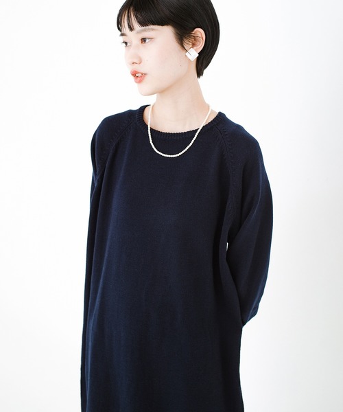「haco!」 ニットワンピース LARGE ネイビー レディース_画像3