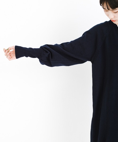 「haco!」 ニットワンピース LARGE ネイビー レディース_画像4