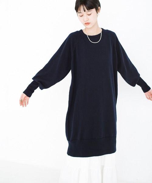 「haco!」 ニットワンピース LARGE ネイビー レディース_画像9