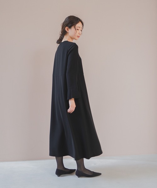 「kaene」 長袖ワンピース 36 ブラック レディース_画像8