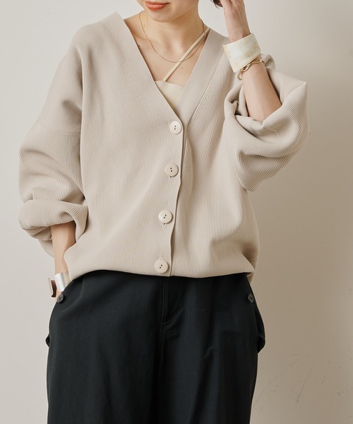 「Omekashi」 ニットカーディガン FREE ネイビー レディース_画像4