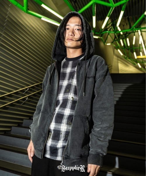 「SUPPLIER」 ジップアップパーカー L ブラック メンズ_画像2