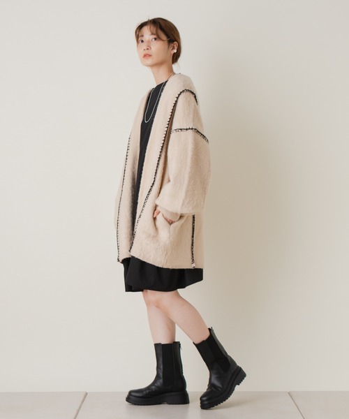 「Kastane」 ニットカーディガン FREE サックスブルー レディース_画像4