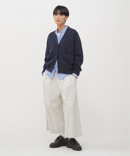 MHL. ニットカーディガン 長袖 Vネック ウール 無地 ワンカラー 2 紺 MHL. ニットカーディガン 長袖 Vネック ウール 無地 ワンカラー 2 紺の