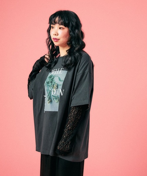 エミュ EMUE 袖レイヤード 長袖 カットソー 38 ブラック 黒 フレディ エミュ fredy emue ワンピース ミモレ丈 長袖 スリットネック
