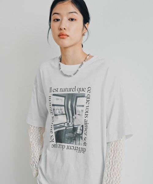 LEPSIM（レプシィム） tシャツ 袖レースレイヤード長袖T 645485