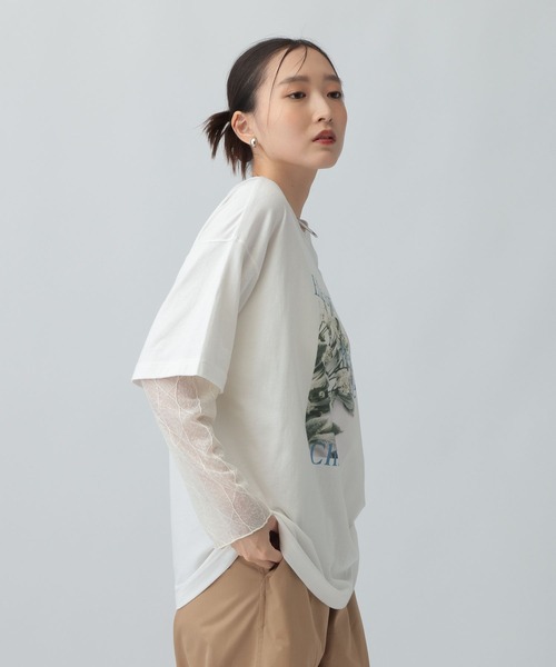 LEPSIM（レプシィム） tシャツ 袖レースレイヤード長袖T 645485