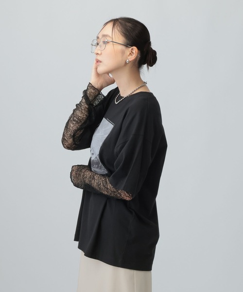 LEPSIM（レプシィム） tシャツ 袖レースレイヤード長袖T 645485
