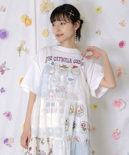 ScoLar（スカラー） tシャツ 半袖 キャットウォーククイーン柄Tシャツ