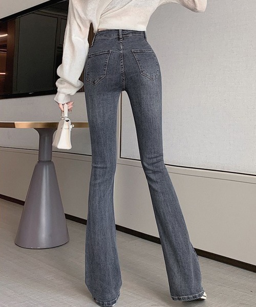 「Miniministore」 ブーツカットデニムパンツ X-LARGE サックスブルー レディース_画像9