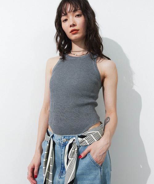 CHANEL ワンショルダー リブニット タンクトップ CHANEL ワン