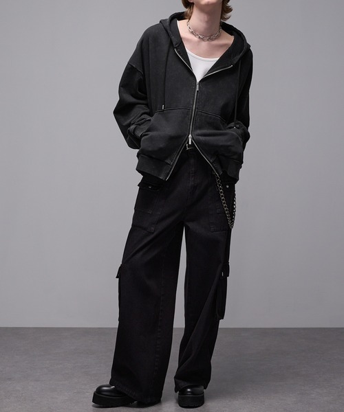 「Loose/ルース」 ジップアップパーカー X-SMALL グレー メンズ_画像9