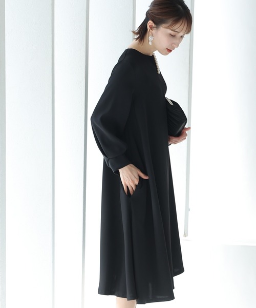 「PourVous」 長袖ワンピース M ネイビー レディース_画像3