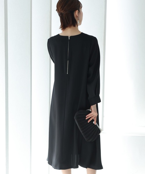 「PourVous」 長袖ワンピース M ネイビー レディース_画像4