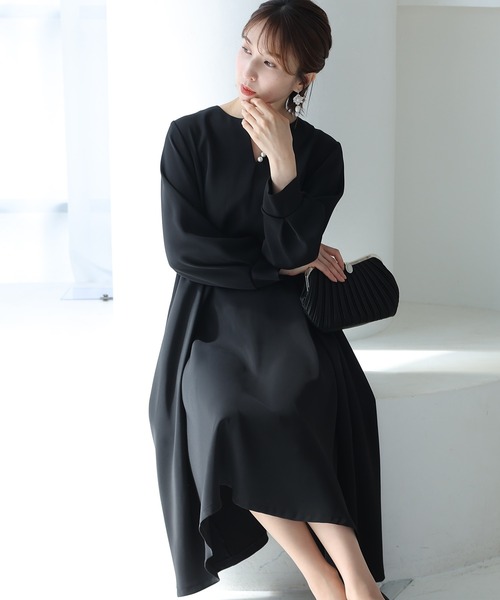 「PourVous」 長袖ワンピース M ネイビー レディース_画像5