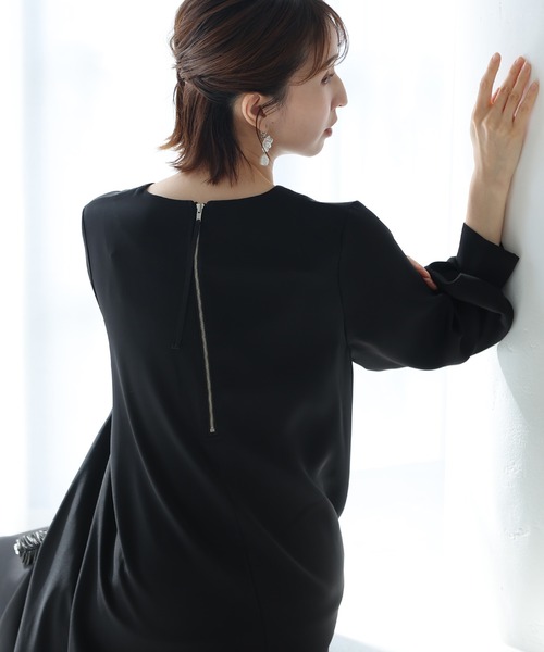 「PourVous」 長袖ワンピース M ネイビー レディース_画像7