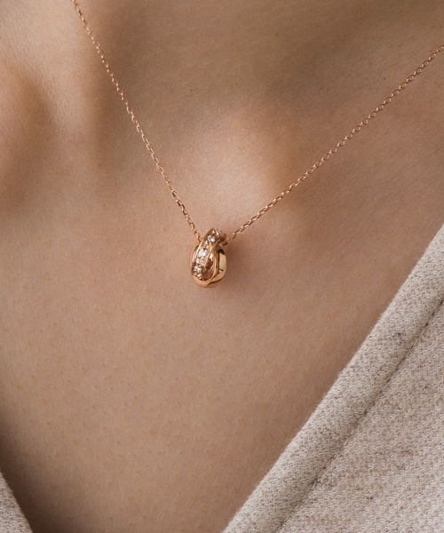 4℃ K10ピンクゴールド ダイヤモンドネックレス 状態良好綺麗です！