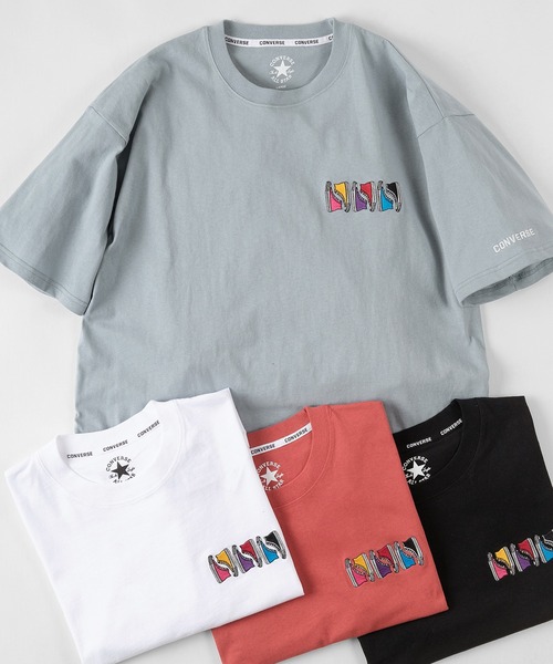 Tシャツ Tシャツ Converse コンバース カラフル6シューズ 発泡 刺繍 プリントtシャツ クルーネック半袖tシャツ リンガーtシャツ Zozotown Paypayモール店 通販 Paypayモール