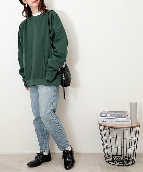 トレーナー スウェット 裏起毛ルーズフィットクルーネック レディース