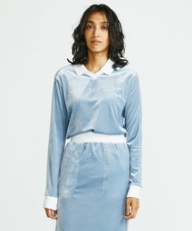 DOUBLE STANDARD CLOTHING - プリーツ加工トップス ESSENTIAL（DOUBLE STANDARD CLOTHING） tシャツ 襟付きベロア