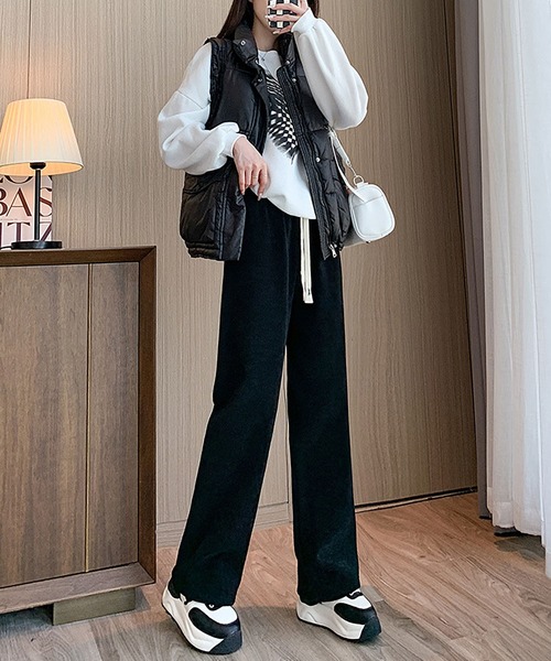 大人っぽさ際立つ秋冬ゆったりパンツ★シンプルでオシャレな普段着に最適 パンツ 「低身長向け」暖かい裏毛ワイドパンツ レディース