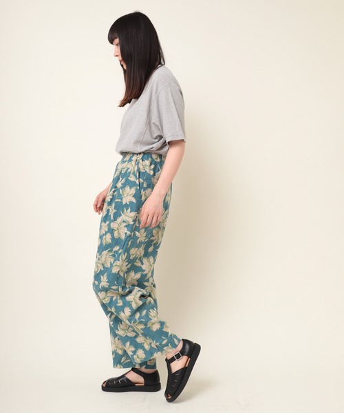 RNA-N フラワーサテンパンツ RNA-N パンツ R4036 フラワープリントタックパンツ レディース