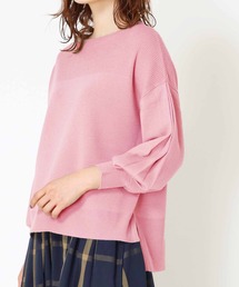 ニット セーター 袖プリーツリブニットプルオーバー レディース Jines ニット セーター 袖プリーツリブニットプルオーバー