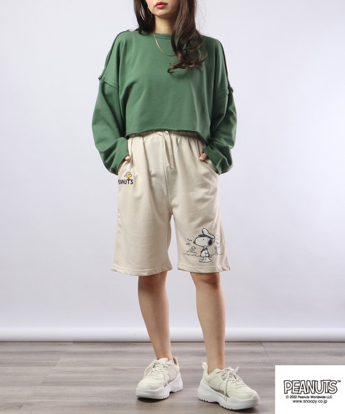 PEANUTS スウェットパンツ ジャージ スヌーピー ミニ裏毛 ハーフパンツ