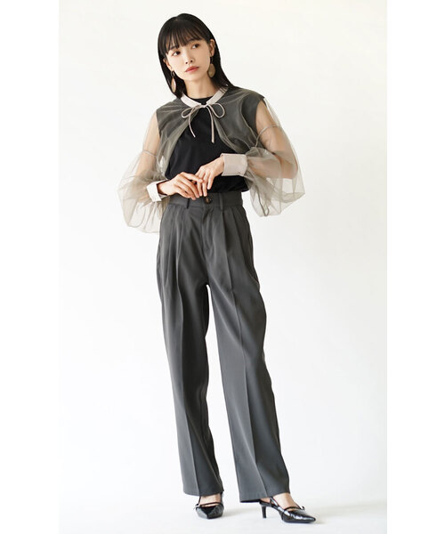 e-zakkamania stores ブラウス シャツ シアー パフスリーブボレロ