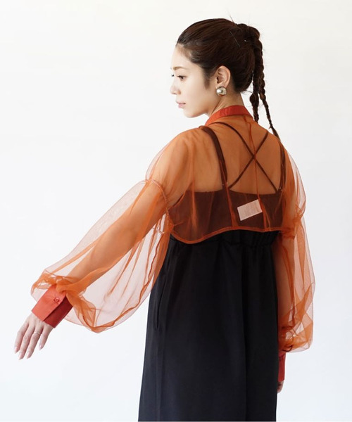 e-zakkamania stores ブラウス シャツ シアー パフスリーブボレロ