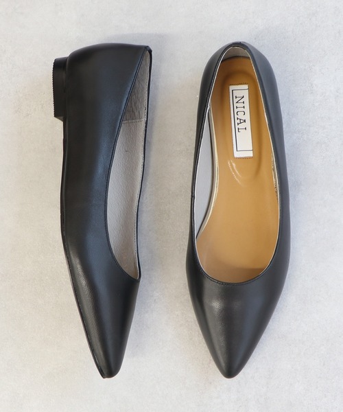 NICAL パンプス 「本革」「NICAL」ポインテッドトゥプレーンフラット