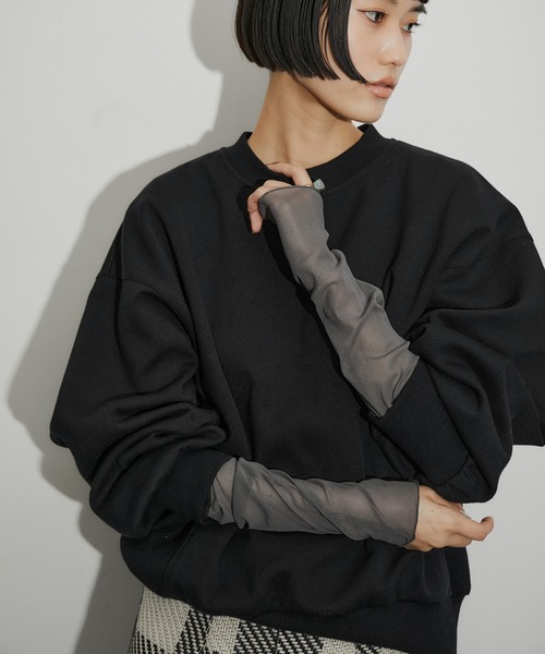 tシャツ 「サステナブル」エアリーシアーカフスカットソー レディース ADAM ET ROPE' tシャツ 「サステナブル」エアリーシアーカフス