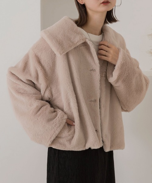 ad thie（アドティエ） ブルゾン アウター ふわふわソフトタッチ 衿