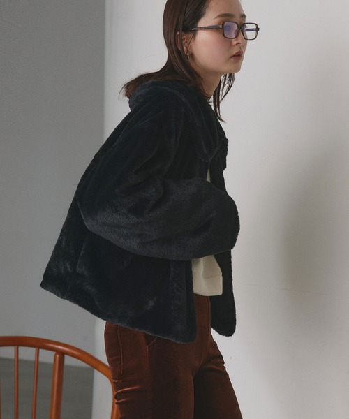 ad thie（アドティエ） ブルゾン アウター ふわふわソフトタッチ 衿