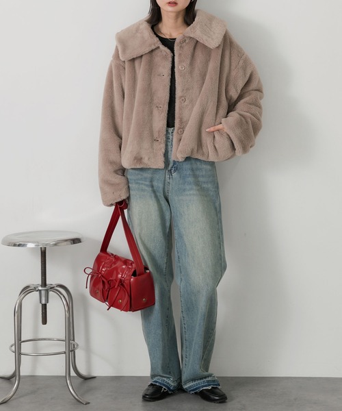 ad thie（アドティエ） ブルゾン アウター ふわふわソフトタッチ 衿