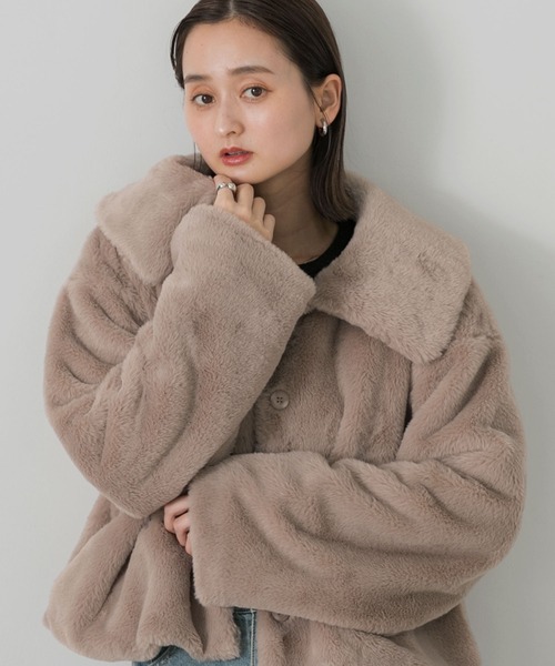 ad thie（アドティエ） ブルゾン アウター ふわふわソフトタッチ 衿