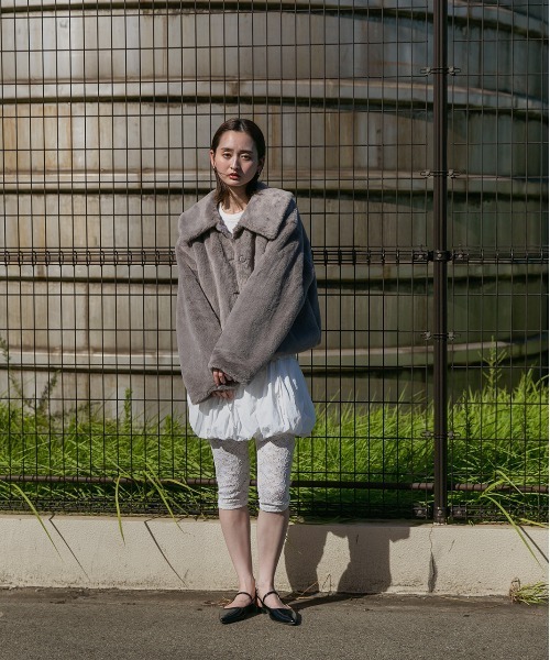 ad thie ブルゾン アウター ふわふわソフトタッチ 衿付き エコファー