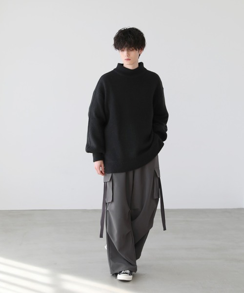 LILL（リル） セーター ニット サイドスリットモックネックオーバー