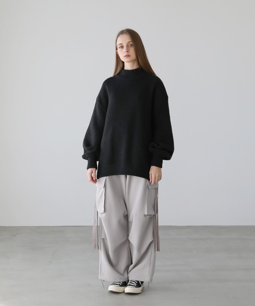 LILL（リル） セーター ニット サイドスリットモックネックオーバー