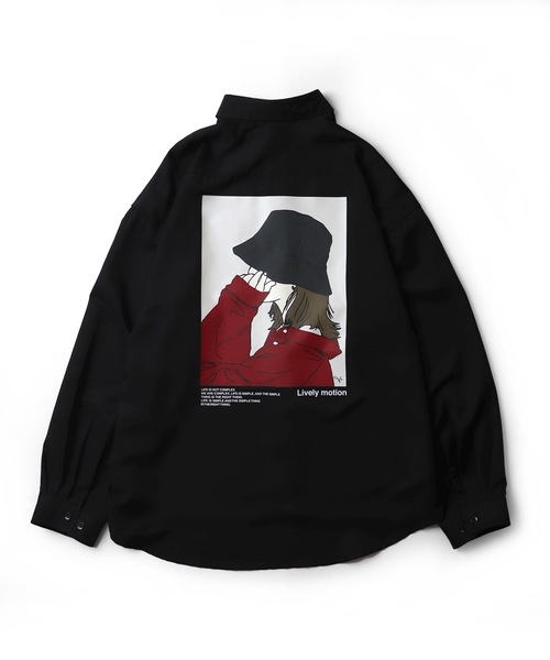 シャツ 25SS ビッグシルエット ガールイラスト バックプリントシャツ