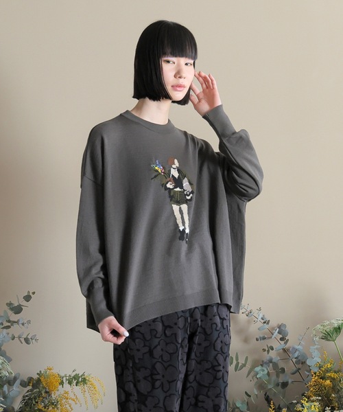 ニット セーター M Flower Wide Knit Sweater レディース メンズ
