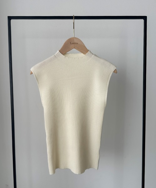Louere ニット セーター ボトルネックノースリーブリブニット