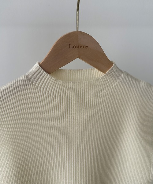 Louere ニット セーター ボトルネックノースリーブリブニット