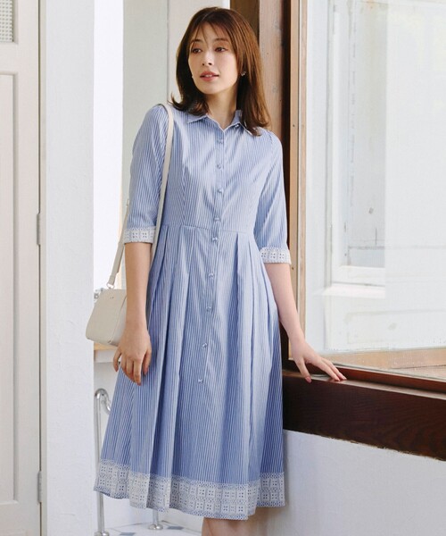 Tiaclasse シャツワンピース レースコンビシャツワンピース : ZOZOTOWN