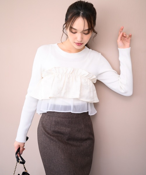 MISCH MASCH(ミッシュマッシュ) ニット セーター ジャガードフリル MISCH MASCH(ミッシュマッシュ) ニット セーター ジャガードフリル