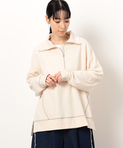 tシャツ ワッフル ハーフジップ プルオーバー レディース : ZOZOTOWN