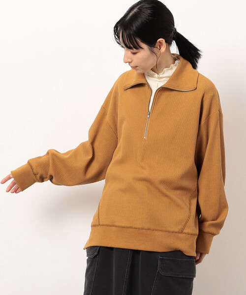 tシャツ ワッフル ハーフジップ プルオーバー レディース : ZOZOTOWN