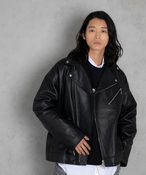 レザージャケット ライダース 「ADAMPATEK/アダムパテック」leather looose double rider’s jacket / ラムの画像
