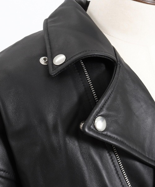 レザージャケット ライダース 「ADAMPATEK/アダムパテック」leather looose double rider’s jacket / ラムの画像
