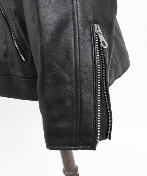 レザージャケット ライダース 「ADAMPATEK/アダムパテック」leather looose double rider’s jacket / ラムの画像